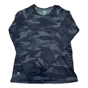 Athleta Speedlight Seamless‎ Black Camo Long Sleeve Active Shirt Top Women's M